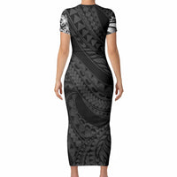 Tiki Drum Hawaii Short Sleeve Bodycon Dress Hawaiian Kakau Tattoo Style LT14 - Polynesian Pride