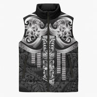 Tiki Drum Hawaii Sleeveless Puffer Jacket Hawaiian Kakau Tattoo Style LT14 Unisex Black - Polynesian Pride