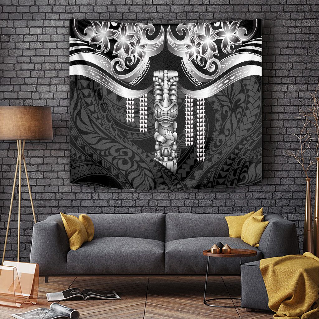 Tiki Drum Hawaii Tapestry Hawaiian Kakau Tattoo Style LT14 Black - Polynesian Pride