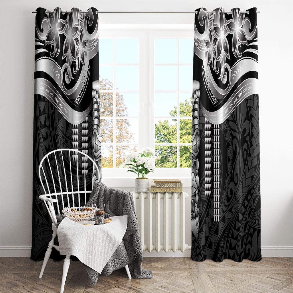 Tiki Drum Hawaii Window Curtain Hawaiian Kakau Tattoo Style