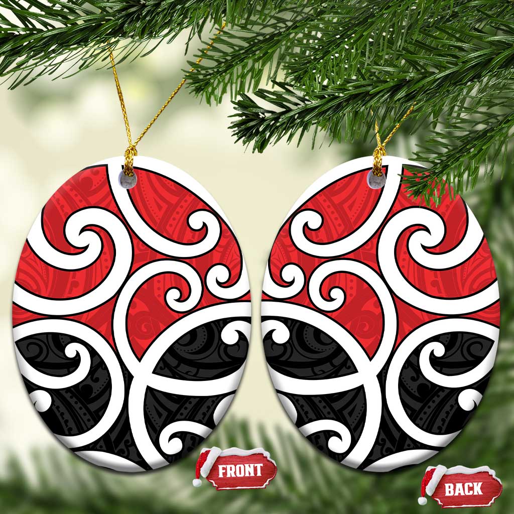 New Zealand Ceramic Ornament Maori Koru Tino Rangatiratanga Color - Polynesian Pride