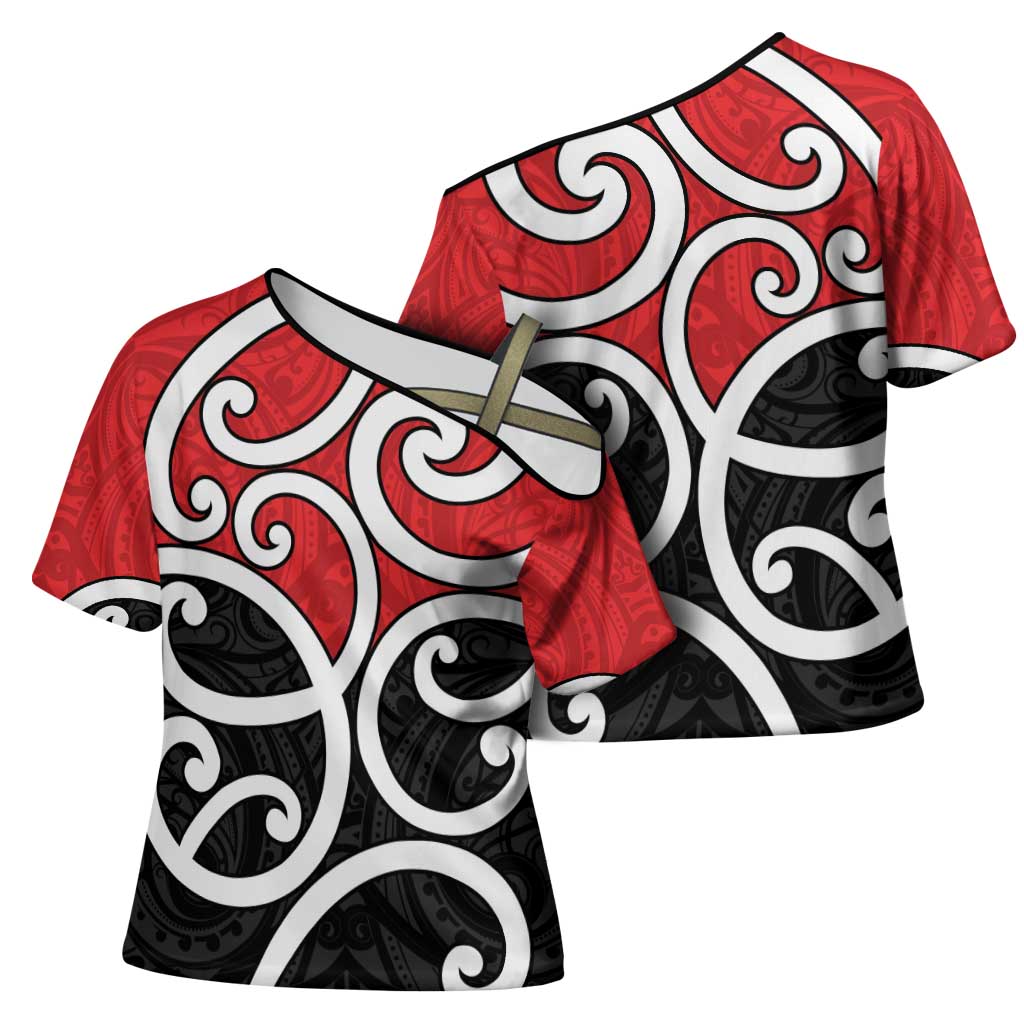 New Zealand Cross Shoulder Shirt Maori Koru Tino Rangatiratanga Color - Polynesian Pride