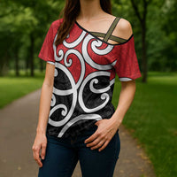 New Zealand Cross Shoulder Shirt Maori Koru Tino Rangatiratanga Color - Polynesian Pride