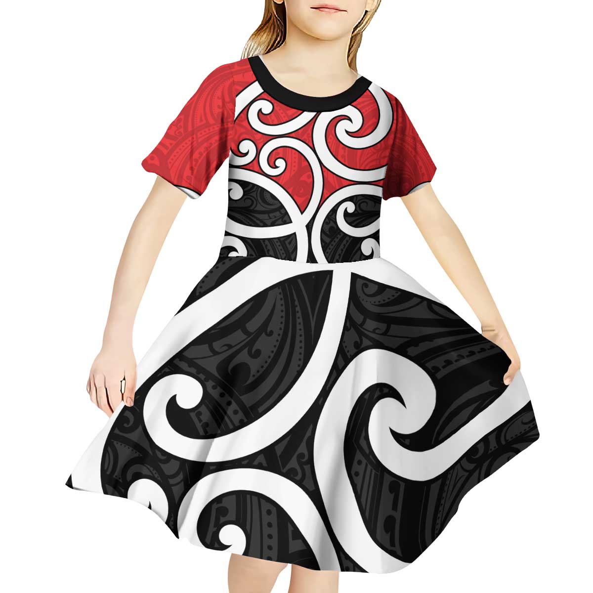 New Zealand Kid Short Sleeve Dress Maori Koru Tino Rangatiratanga Color - Polynesian Pride