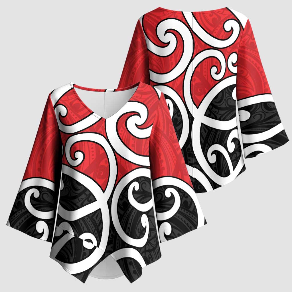 New Zealand Kimono Sleeve Blouse Maori Koru Tino Rangatiratanga Color - Polynesian Pride