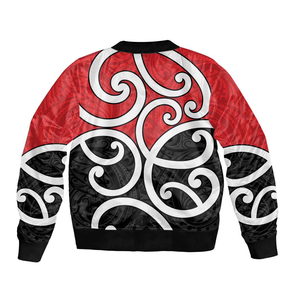 New Zealand Sleeve Zip Bomber Jacket Maori Koru Tino Rangatiratanga Color - Polynesian Pride