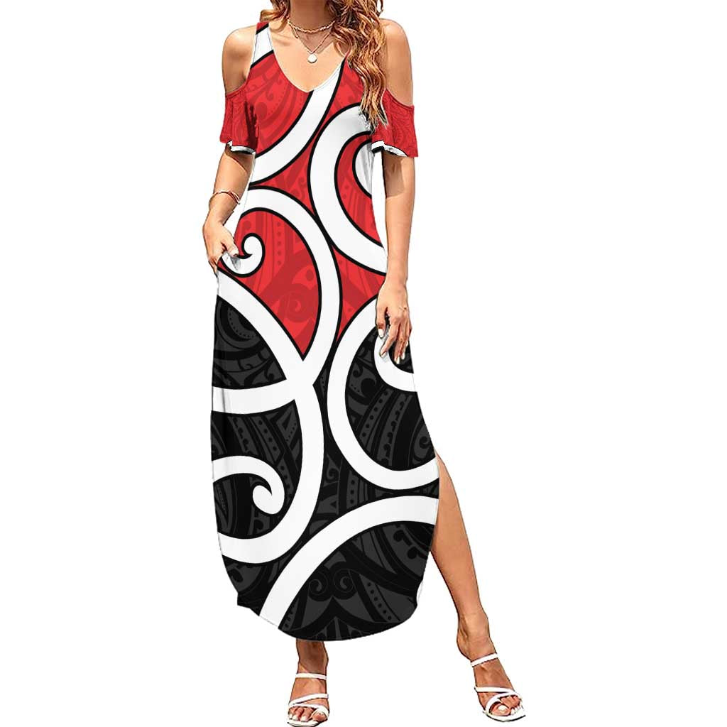 New Zealand Summer Maxi Dress Maori Koru Tino Rangatiratanga Color - Polynesian Pride