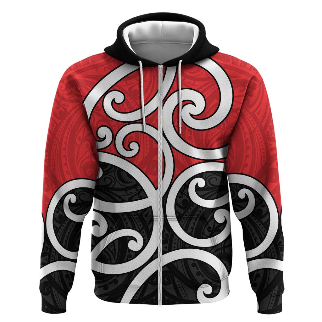 New Zealand Zip Hoodie Maori Koru Tino Rangatiratanga Color - Polynesian Pride