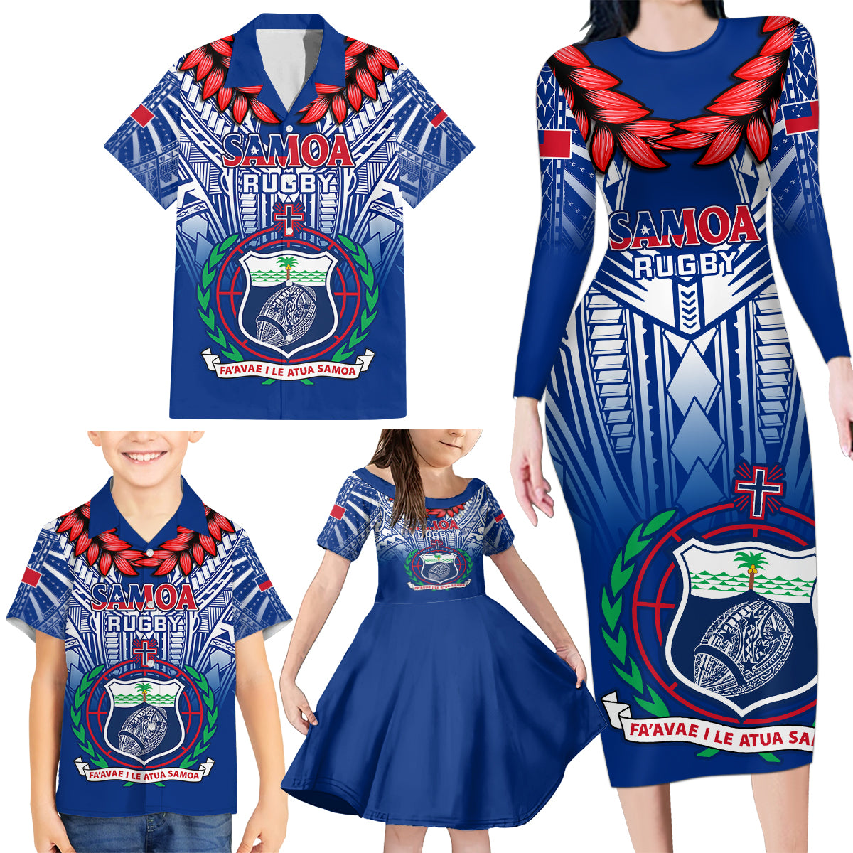 samoa-rugby-family-matching-long-sleeve-bodycon-dress-and-hawaiian-shirt-2023-go-manu-samoa-with-ula-fala-style