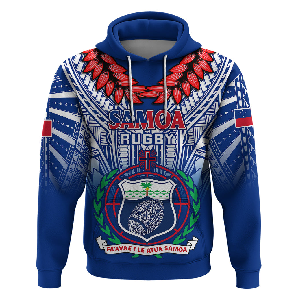 Samoa Rugby Hoodie 2023 Go Manu Samoa With Ula Fala Style LT14 Blue - Polynesian Pride