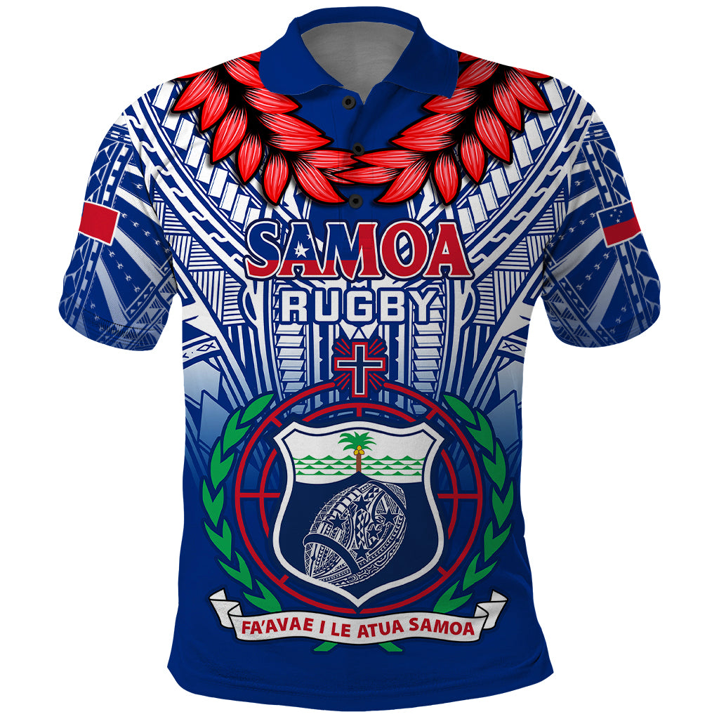 Samoa Rugby Polo Shirt 2023 Go Manu Samoa With Ula Fala Style LT14 Blue - Polynesian Pride