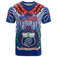 Samoa Rugby T Shirt 2023 Go Manu Samoa With Ula Fala Style LT14 Blue - Polynesian Pride