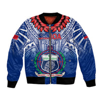 Custom Samoa Rugby Bomber Jacket 2023 Go Manu Samoa With Ula Fala Style LT14 Unisex Blue - Polynesian Pride