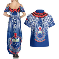 Custom Samoa Rugby Couples Matching Summer Maxi Dress and Hawaiian Shirt 2023 Go Manu Samoa With Ula Fala Style LT14 - Polynesian Pride