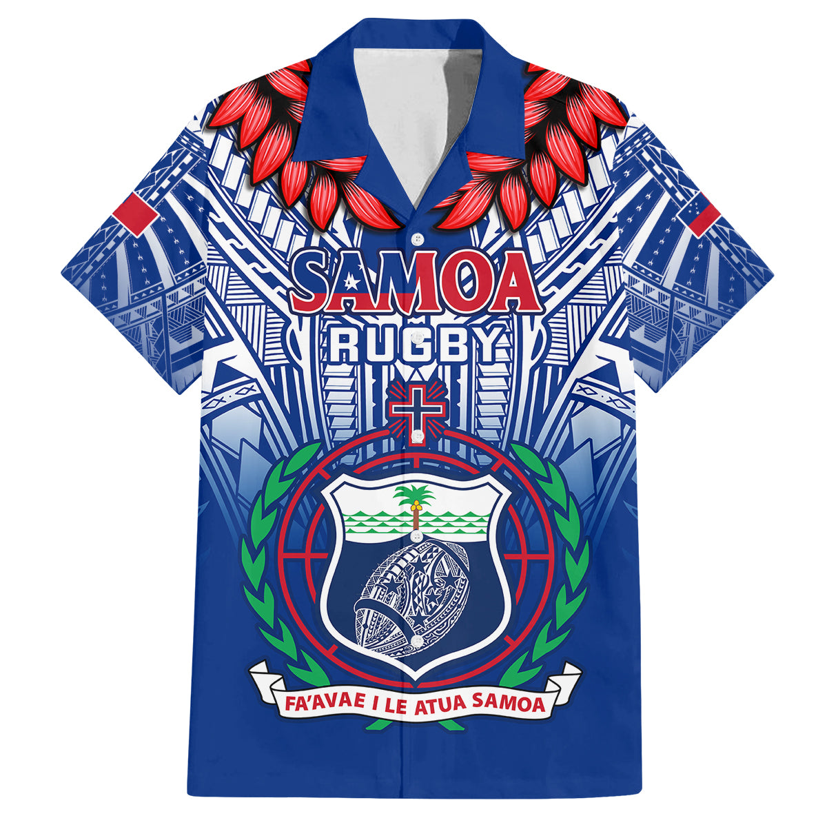 Custom Samoa Rugby Kid Hawaiian Shirt 2023 Go Manu Samoa With Ula Fala Style LT14 Kid Blue - Polynesian Pride