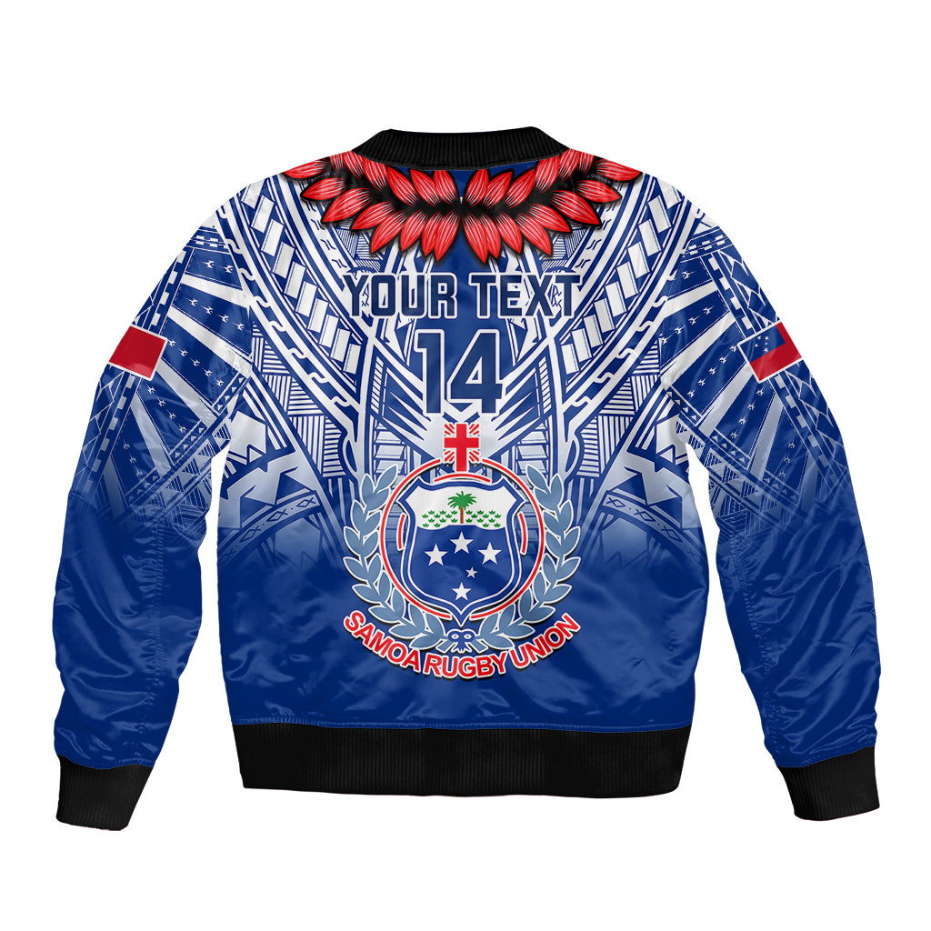 Custom Samoa Rugby Sleeve Zip Bomber Jacket 2023 Go Manu Samoa With Ula Fala Style LT14 - Polynesian Pride