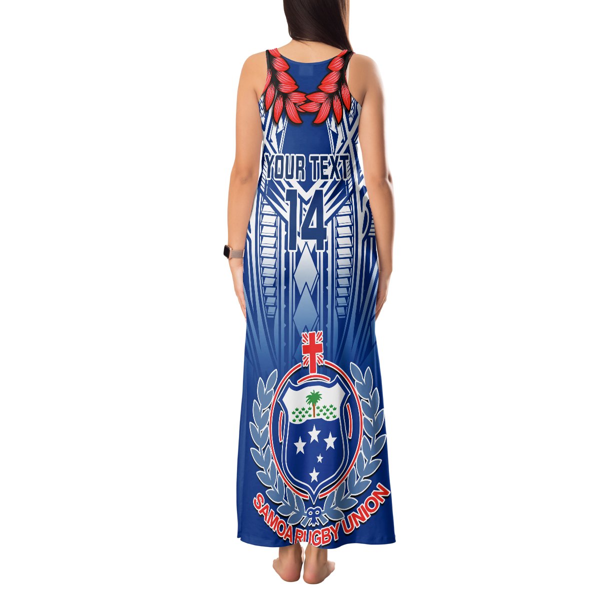 Custom Samoa Rugby Tank Maxi Dress 2023 Go Manu Samoa With Ula Fala Style LT14 - Polynesian Pride