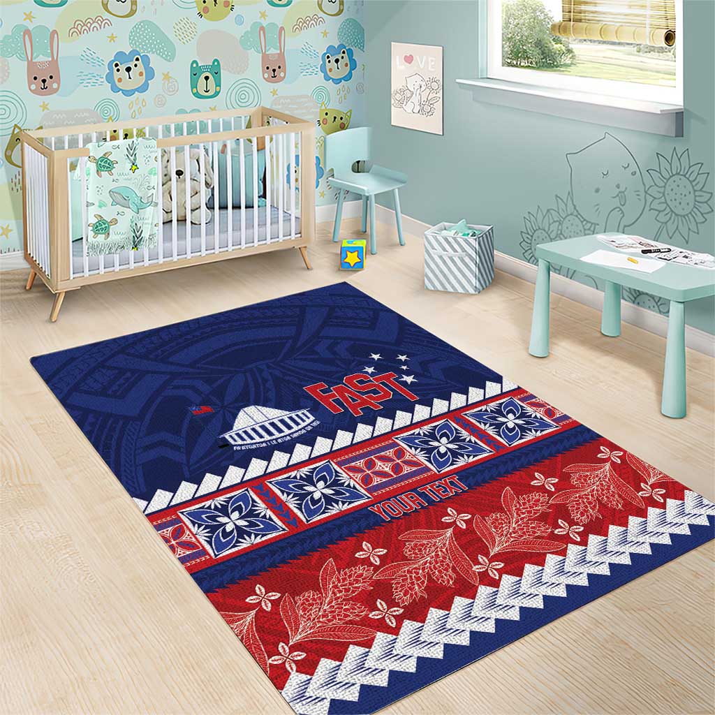 Personalised FAST Samoa Siapo Area Rug Teuila Flowers Samoan Pattern - Polynesian Pride