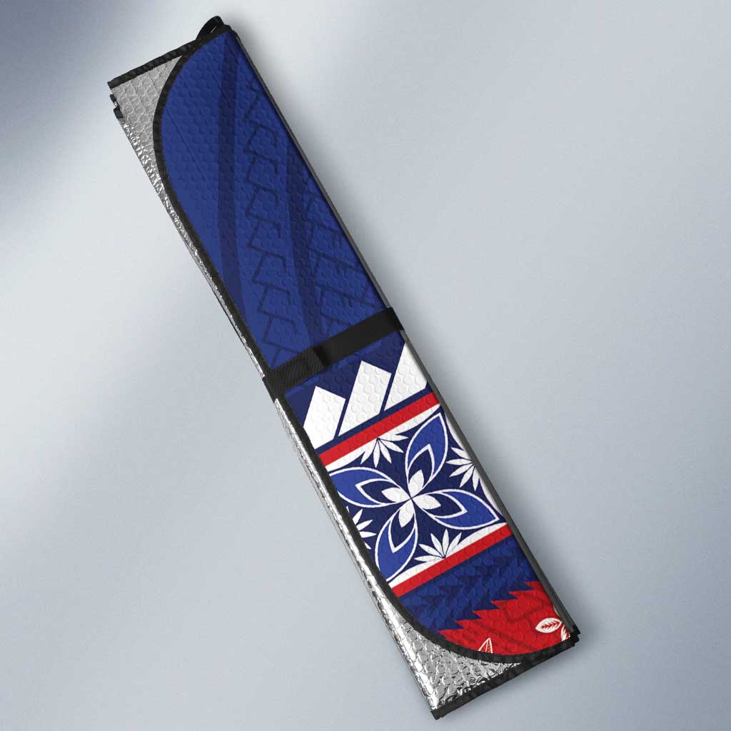 Personalised FAST Samoa Siapo Auto Sun Shade Teuila Flowers Samoan Pattern - Polynesian Pride