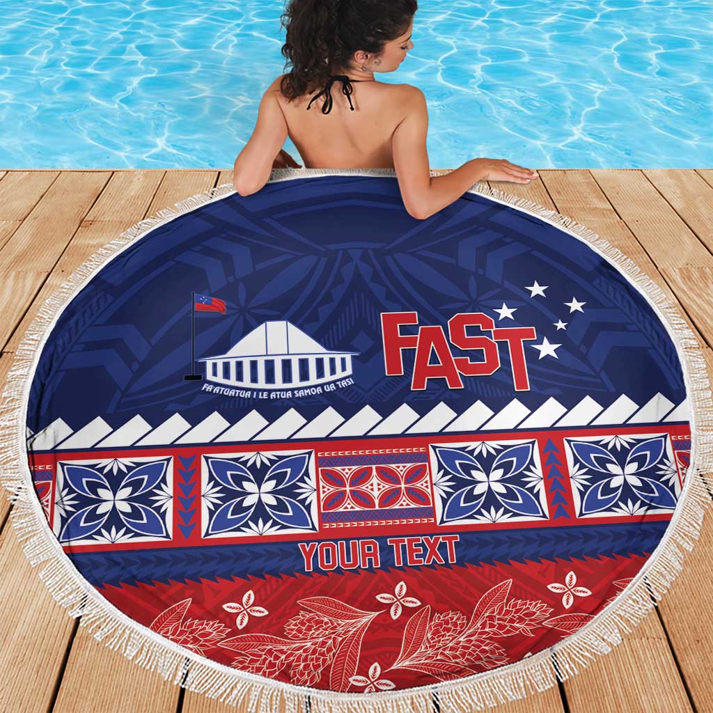 Personalised FAST Samoa Siapo Beach Blanket Teuila Flowers Samoan Pattern - Polynesian Pride