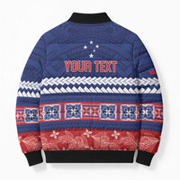 Personalised FAST Samoa Siapo Bomber Puffer Jacket Teuila Flowers Samoan Pattern - Polynesian Pride