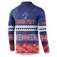 Personalised FAST Samoa Siapo Button Sweatshirt Teuila Flowers Samoan Pattern - Polynesian Pride