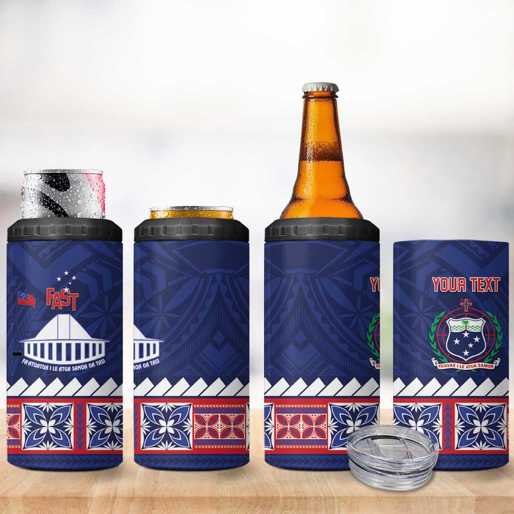 Personalised FAST Samoa Siapo 4 in 1 Can Cooler Tumbler Teuila Flowers Samoan Pattern - Polynesian Pride