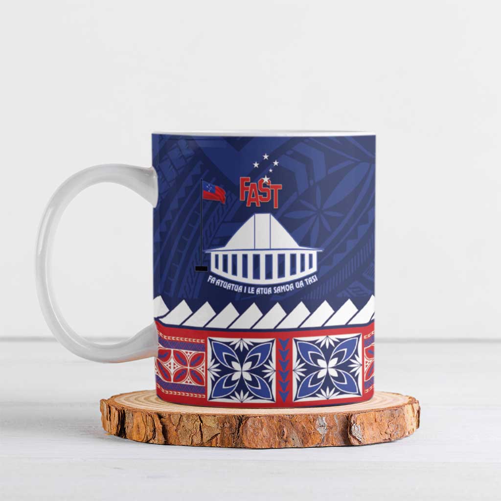 Personalised FAST Samoa Siapo Ceramic Mug Teuila Flowers Samoan Pattern - Polynesian Pride