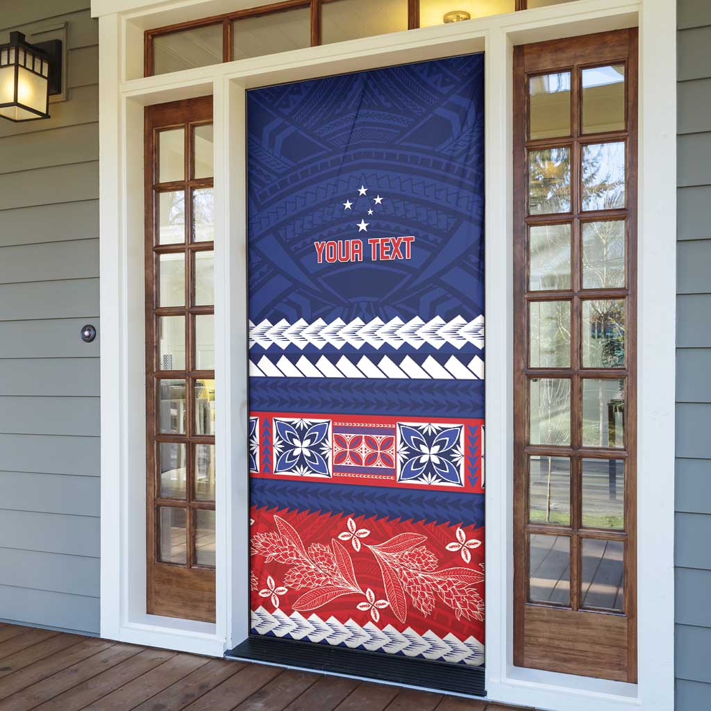 Personalised FAST Samoa Siapo Door Cover Teuila Flowers Samoan Pattern - Polynesian Pride