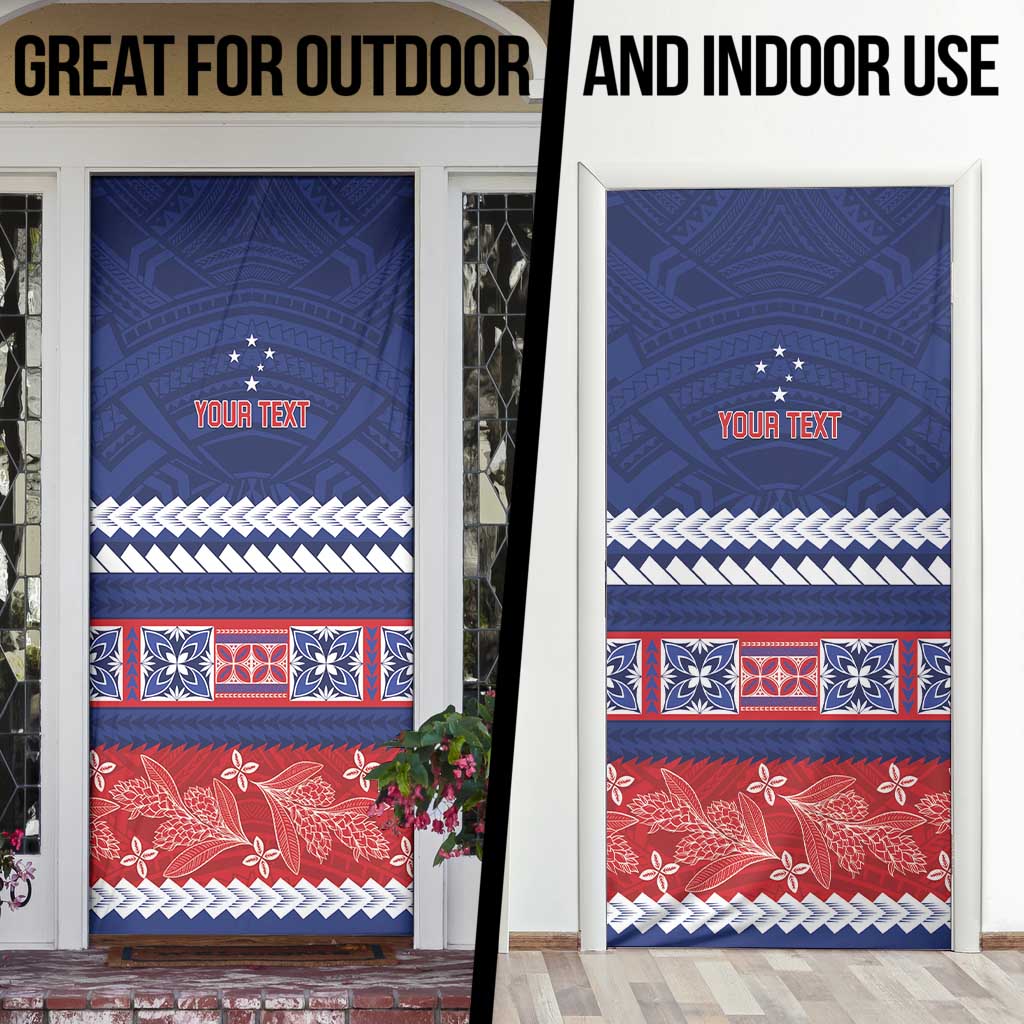 Personalised FAST Samoa Siapo Door Cover Teuila Flowers Samoan Pattern - Polynesian Pride