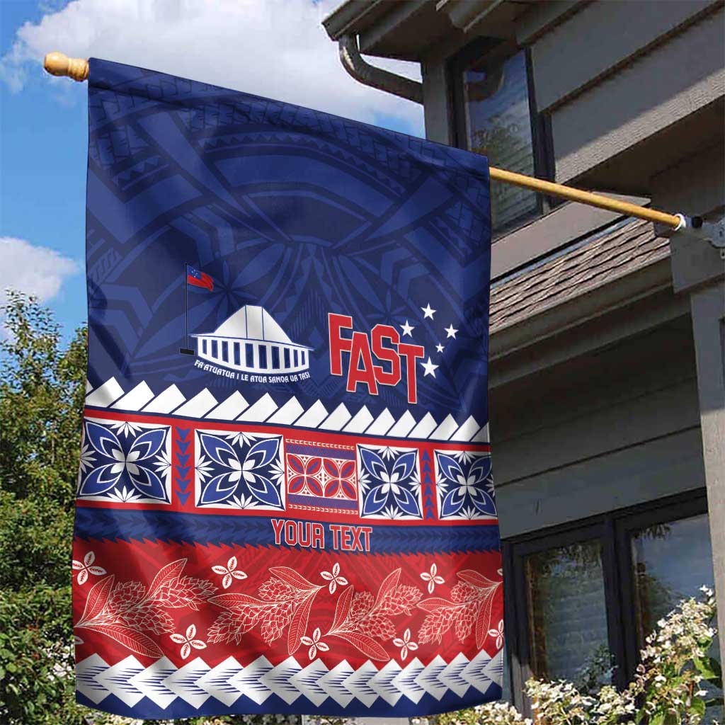Personalised FAST Samoa Siapo Garden Flag Teuila Flowers Samoan Pattern - Polynesian Pride
