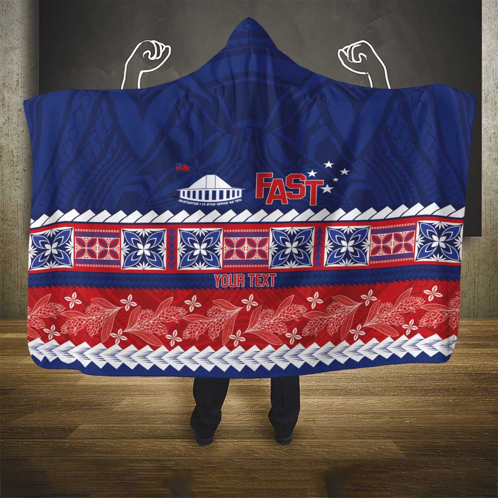 Personalised FAST Samoa Siapo Hooded Blanket Teuila Flowers Samoan Pattern - Polynesian Pride