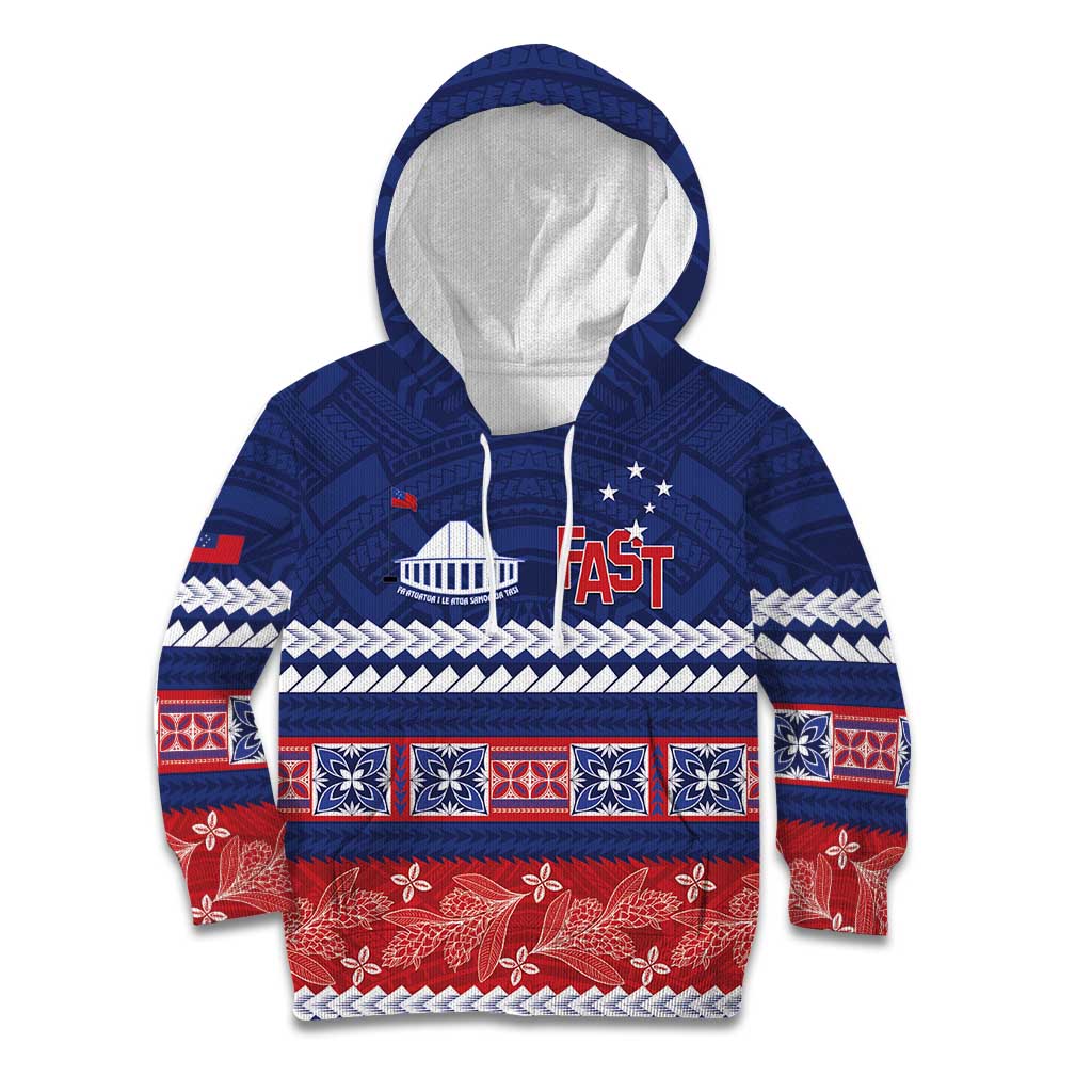 Personalised FAST Samoa Siapo Kid Hoodie Teuila Flowers Samoan Pattern - Polynesian Pride