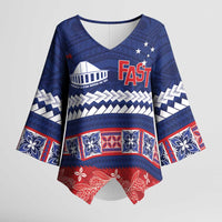 Personalised FAST Samoa Siapo Kimono Sleeve Blouse Teuila Flowers Samoan Pattern - Polynesian Pride