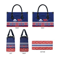 Personalised FAST Samoa Siapo Leather Bag Teuila Flowers Samoan Pattern - Polynesian Pride