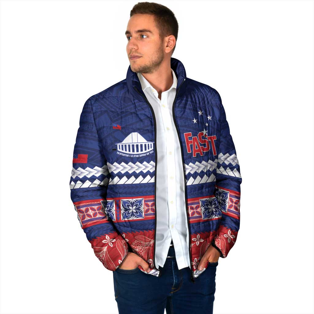 Personalised FAST Samoa Siapo Padded Jacket Teuila Flowers Samoan Pattern - Polynesian Pride
