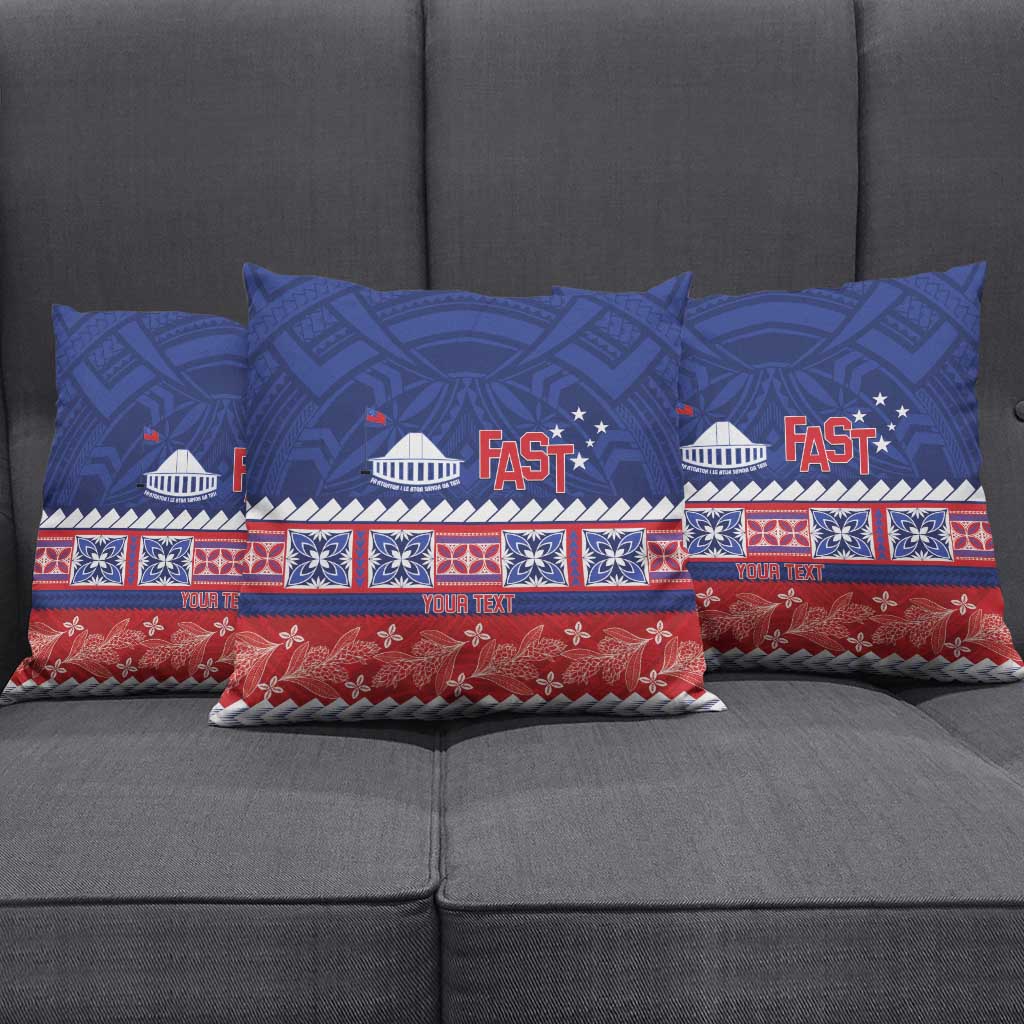 Personalised FAST Samoa Siapo Pillow Cover Teuila Flowers Samoan Pattern - Polynesian Pride
