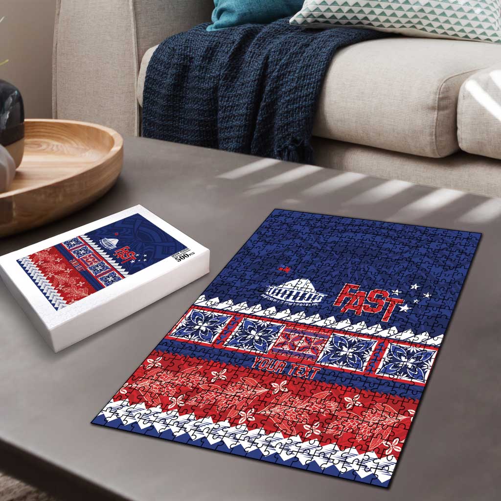 Personalised FAST Samoa Siapo Puzzle Teuila Flowers Samoan Pattern - Polynesian Pride