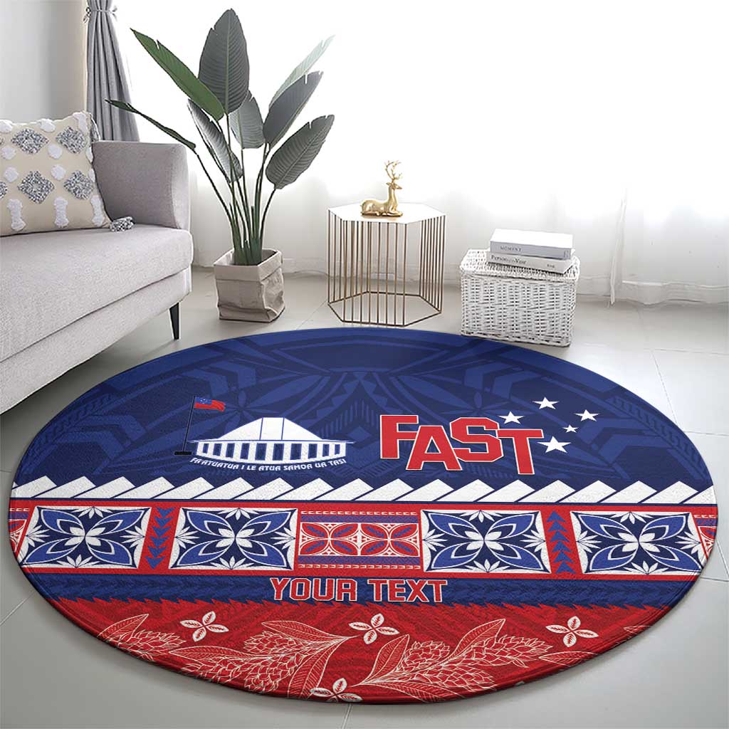 Personalised FAST Samoa Siapo Round Carpet Teuila Flowers Samoan Pattern - Polynesian Pride