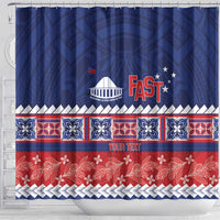 Personalised FAST Samoa Siapo Shower Curtain Teuila Flowers Samoan Pattern - Polynesian Pride