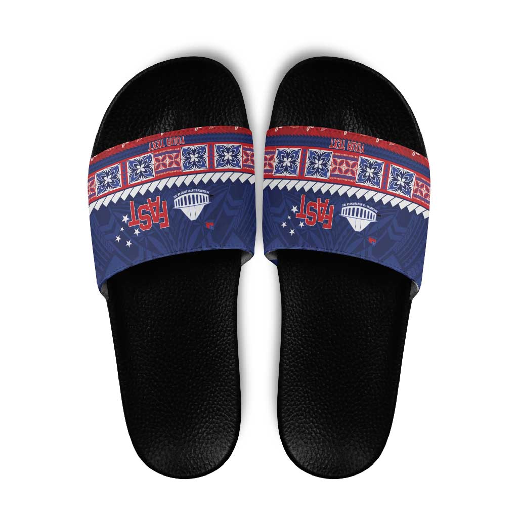 Personalised FAST Samoa Siapo Slide Sandals Teuila Flowers Samoan Pattern - Polynesian Pride