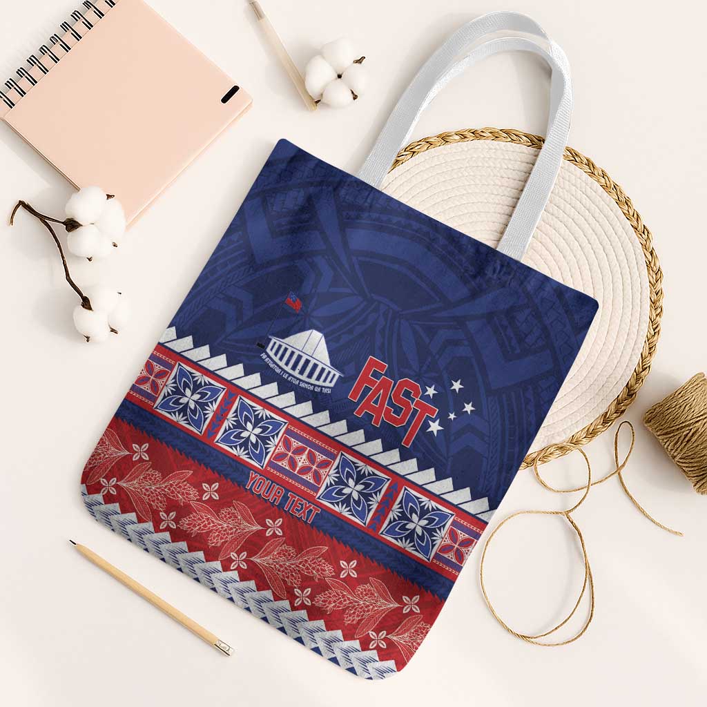 Personalised FAST Samoa Siapo Tote Bag Teuila Flowers Samoan Pattern - Polynesian Pride