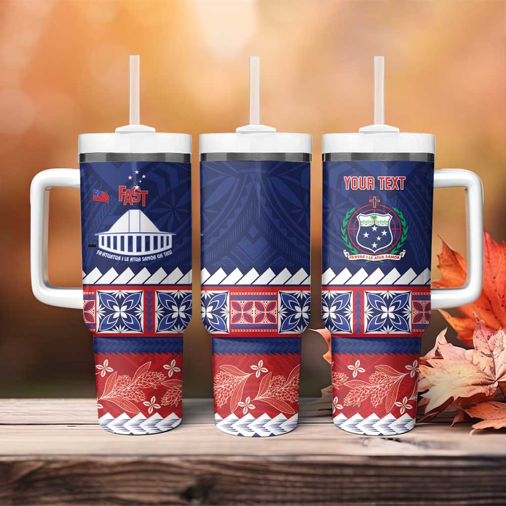 Personalised FAST Samoa Siapo Tumbler With Handle Teuila Flowers Samoan Pattern - Polynesian Pride