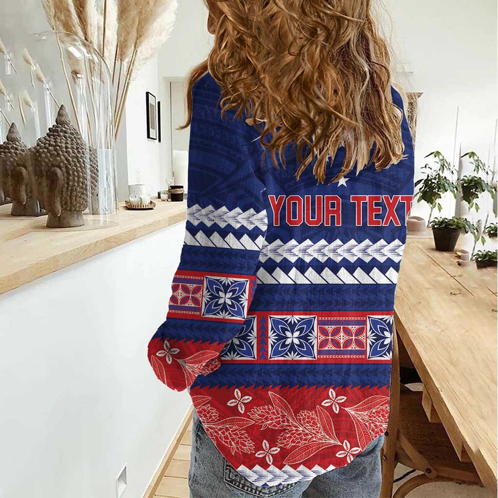 Personalised FAST Samoa Siapo Women Casual Shirt Teuila Flowers Samoan Pattern - Polynesian Pride