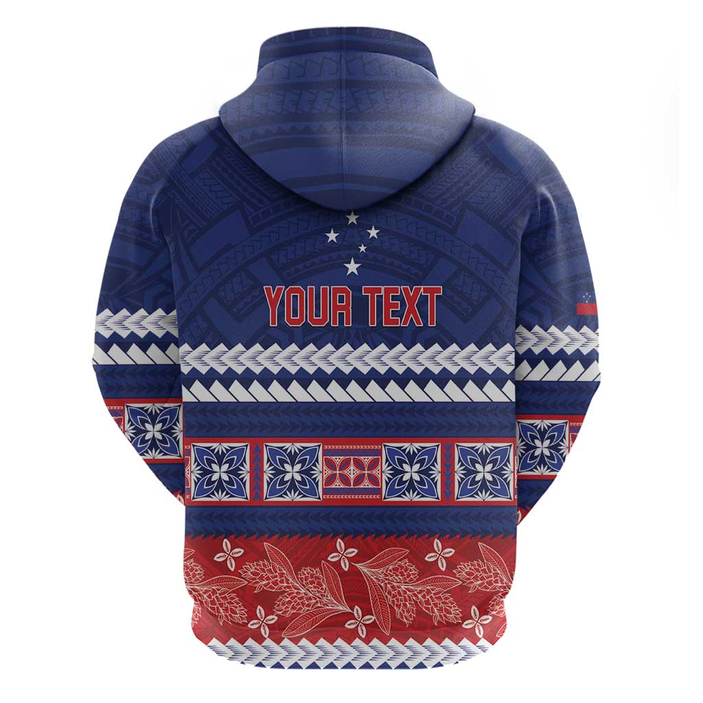 Personalised FAST Samoa Siapo Zip Hoodie Teuila Flowers Samoan Pattern - Polynesian Pride