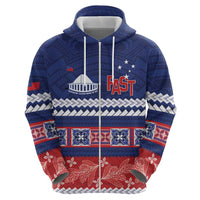 Personalised FAST Samoa Siapo Zip Hoodie Teuila Flowers Samoan Pattern - Polynesian Pride