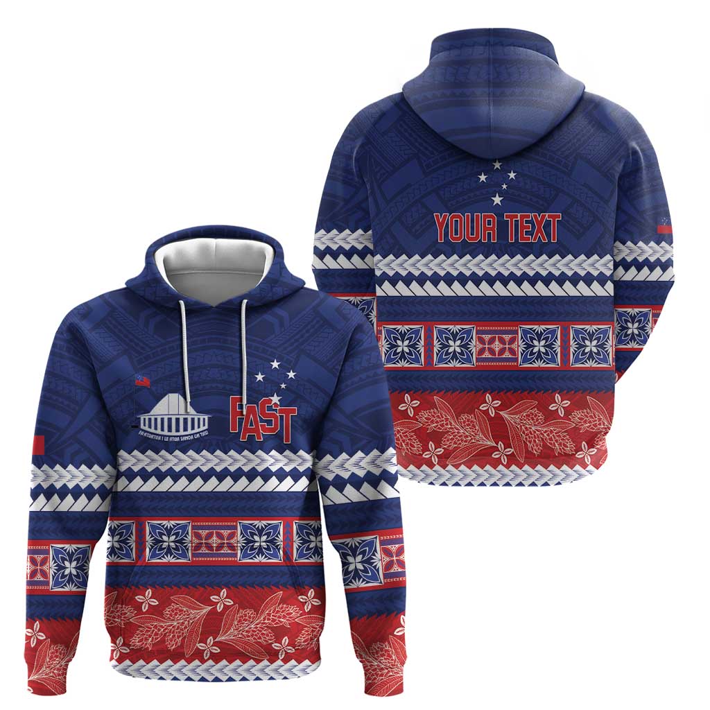 Personalised FAST Samoa Siapo Zip Hoodie Teuila Flowers Samoan Pattern - Polynesian Pride