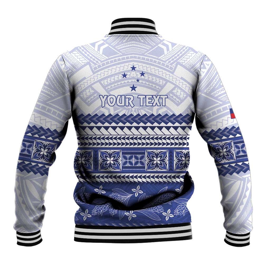 Personalised HRPP Samoa Siapo Baseball Jacket Teuila Flowers Samoan Pattern - Polynesian Pride