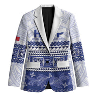 Personalised HRPP Samoa Siapo Blazer Teuila Flowers Samoan Pattern LT14 Unisex White - Polynesian Pride