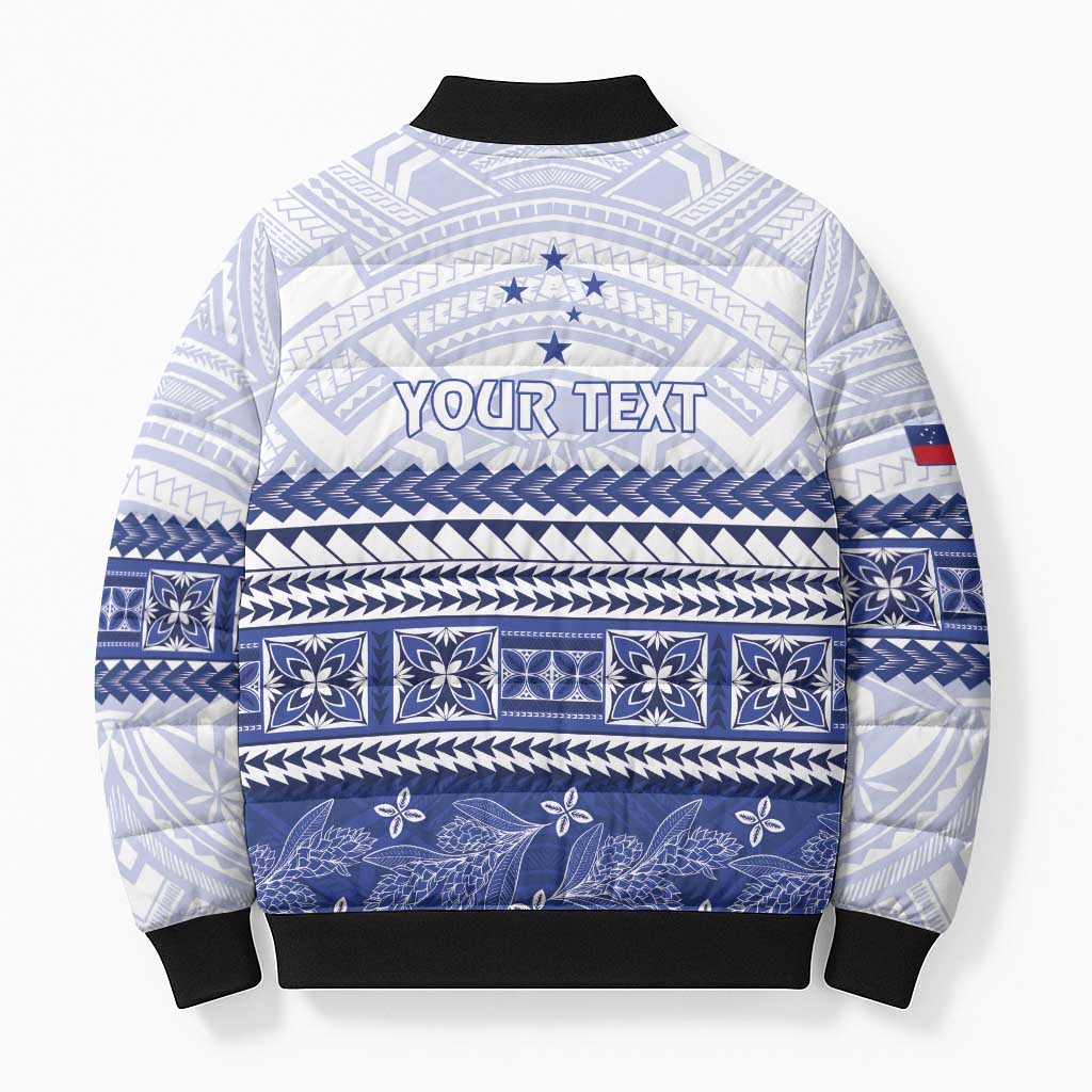 Personalised HRPP Samoa Siapo Bomber Puffer Jacket Teuila Flowers Samoan Pattern LT14 - Polynesian Pride